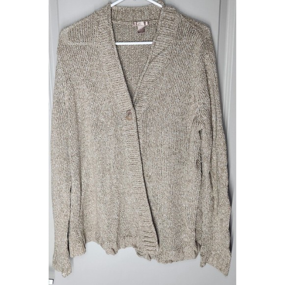 White Stag Women's Plus Size 2XL One Button Beige Long Sleeve Cardigan XXL LARGE - Picture 1 of 8